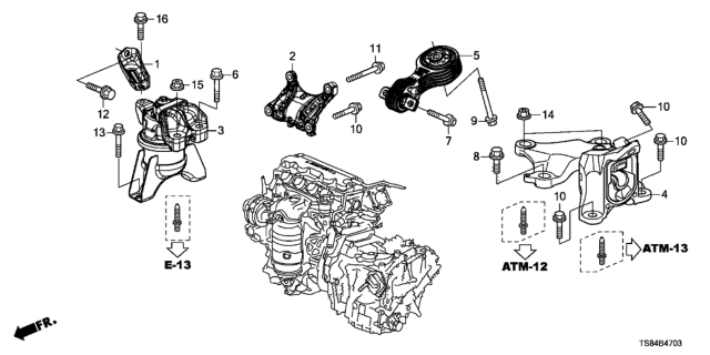 2015 Honda Civic Engine Mounts (1.8L) (CVT) Diagram
