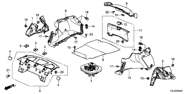 2013 Honda Accord Lining Assy., Trunk Lid *NH85L* (GRAY ELEVEN) Diagram for 84630-T3L-A01ZA