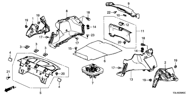 2014 Honda Accord Lid, Damper *NH167L* (GRAPHITE BLACK) Diagram for 84504-T3L-A01ZA