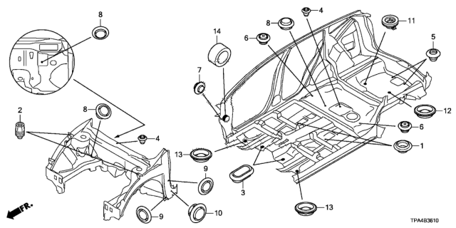 2020 Honda CR-V Hybrid Grommet (Front) Diagram