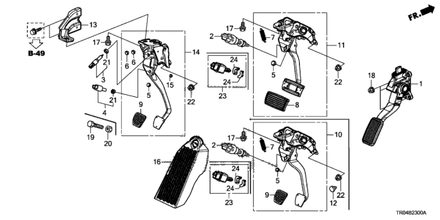 2012 Honda Civic Pedal Assy., Accelerator Diagram for 17800-TR0-A01