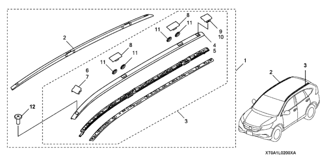 2013 Honda CR-V Roof Rail Diagram