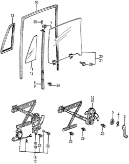 1983 Honda Accord Regulator, Left Rear Door Power Diagram for 76335-SA6-942