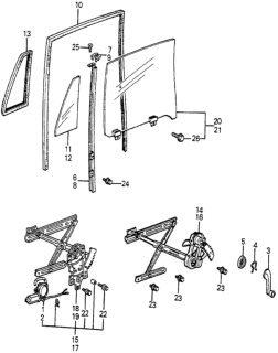 1983 Honda Accord Glass Assy., R. RR. Door Diagram for 76350-SA6-000