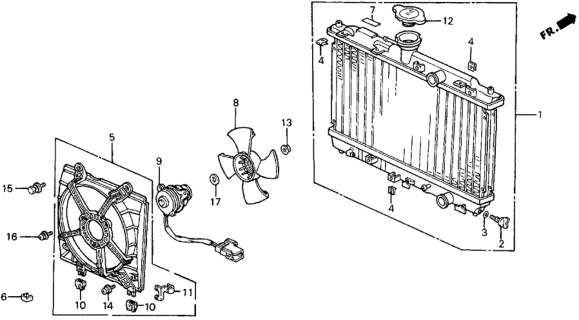 1989 Honda Civic 5 Door ** (WAGOVAN) KA 5MT Radiator (Toyo) Diagram