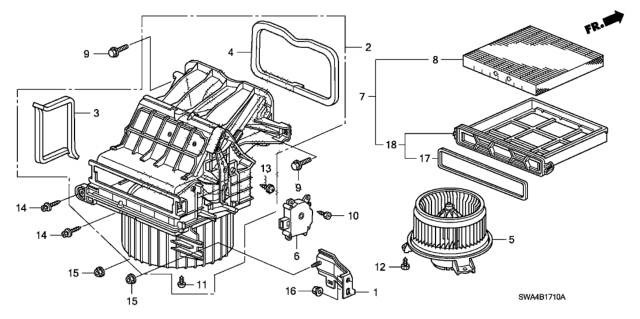 2010 Honda CR-V Bracket Assy., Heater Diagram for 79021-SWA-A00