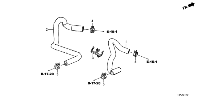 2017 Honda Accord 4 Door EXLV6 (NV SENSING) KL 6AT Water Hose (V6) Diagram