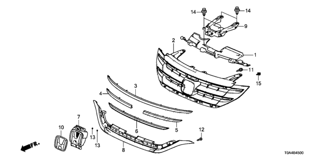 2014 Honda CR-V Emblem Base, Front H Diagram for 71126-T0G-A01