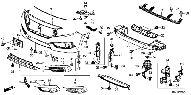 2017 Honda Civic Cover R,FR Fog Diagram for 71103-TBA-A00