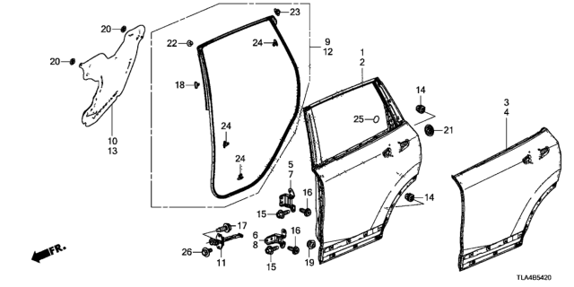 2018 Honda CR-V Hinge, Left Rear Door (Lower) Diagram for 67960-TLA-A01ZZ