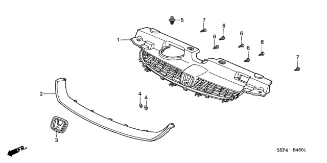 2004 Honda Civic Front Grille Diagram