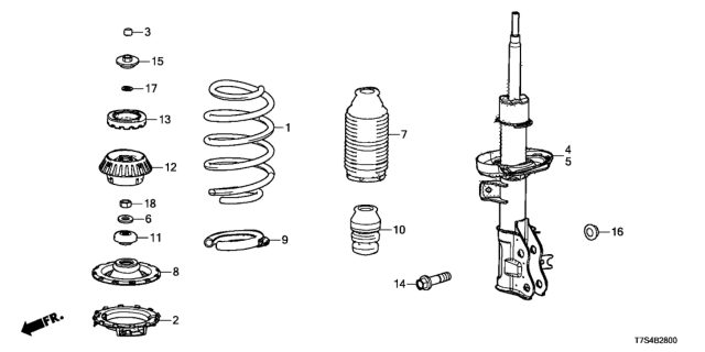 2018 Honda HR-V Rubber, Front Shock Absorber Mounting Diagram for 51920-TG0-T01