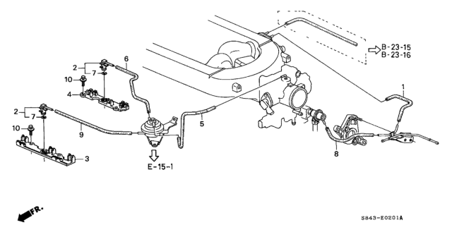 1999 Honda Accord 4 Door LXV6 KA 4AT Install Pipe - Tubing (V6) Diagram