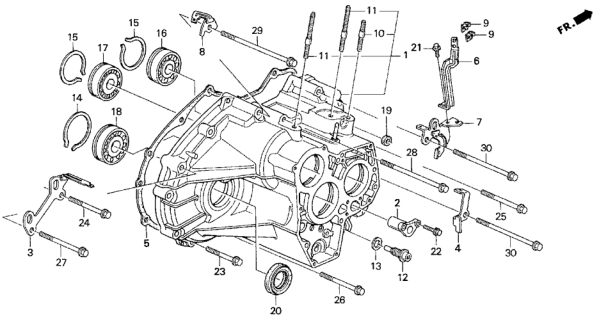 1997 Honda Odyssey 5 Door EX KA 4AT AT Transmission Housing (2.2L) Diagram