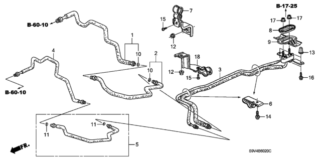 2005 Honda Pilot A/C Rear Hose - Rear Pipe Diagram