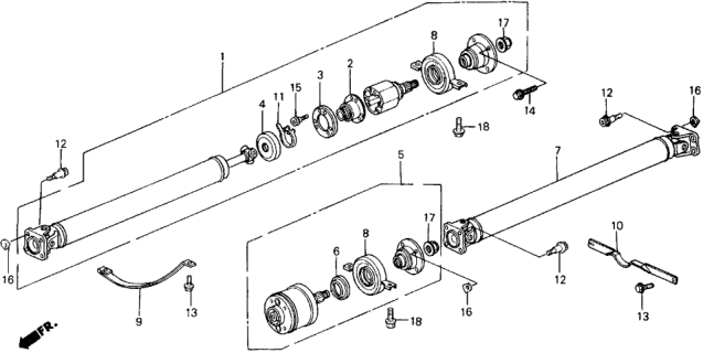 1988 Honda Civic Propeller Shaft 4WD Diagram