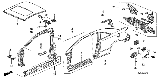 2011 Honda Civic Outer Panel - Rear Panel Diagram