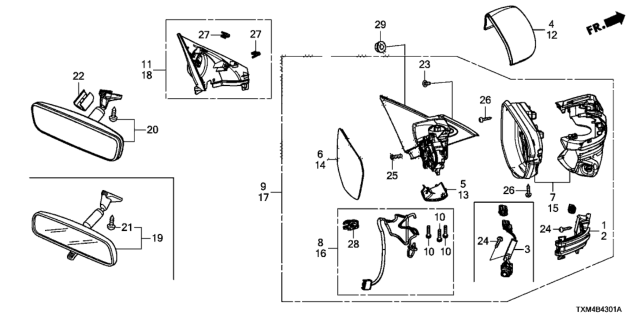 2019 Honda Insight Set Driver Side (Flat Black) Diagram for 76258-TXM-A21ZA