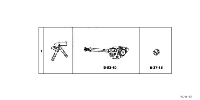 2017 Honda Pilot Cylinder Set, Key Diagram for 06350-TG7-A01