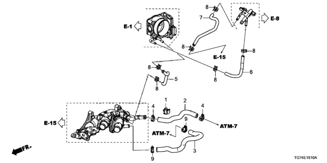 2017 Honda Pilot Hose B, Water Diagram for 19522-5J6-A00