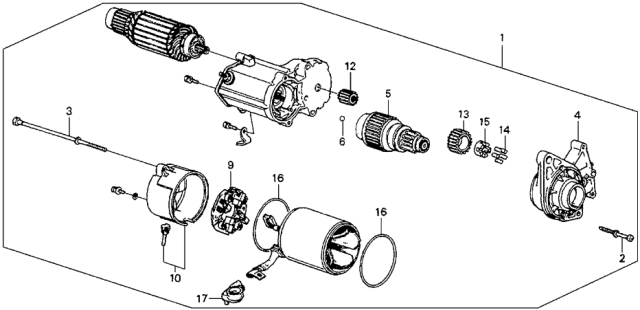 1988 Honda Accord Starter Motor (Denso) Diagram