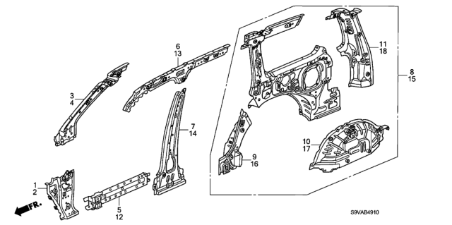 2008 Honda Pilot Inner Panel Diagram