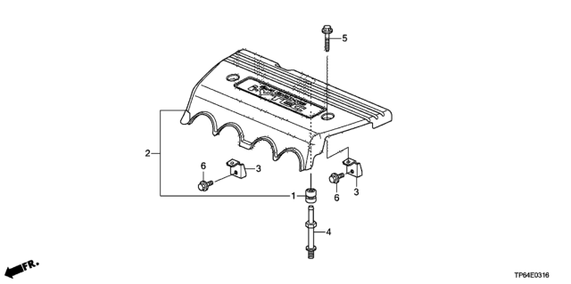 2013 Honda Crosstour 5 Door EXL (4 CYLINDER) KA 5AT Engine Cover (L4) Diagram