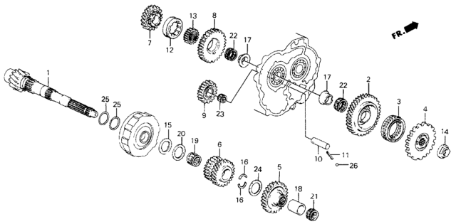 1990 Honda Civic 4 Door EX KA 4AT AT Countershaft Diagram