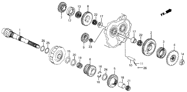 1991 Honda Civic AT Countershaft Diagram