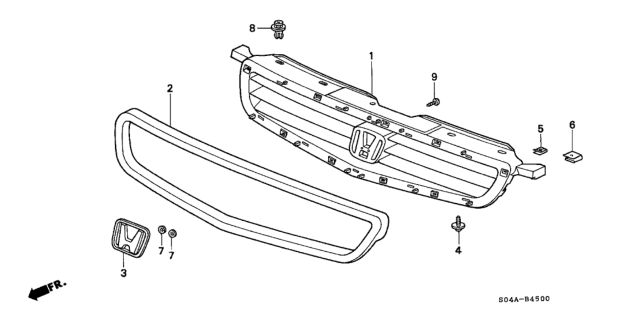 2000 Honda Civic Front Grille Diagram