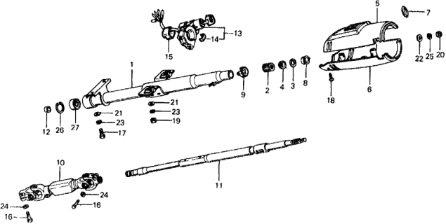 1975 Honda Civic 5 Door ** KA 4MT Steering Column Diagram