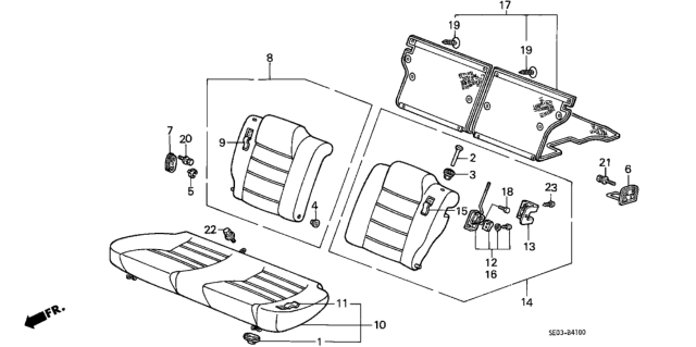 1988 Honda Accord Cover, Right Rear Seat-Back Trim (Fair Blue) Diagram for 82121-SE0-A12ZB