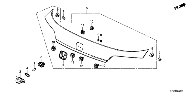 2018 Honda HR-V License Light - License Garnish Diagram