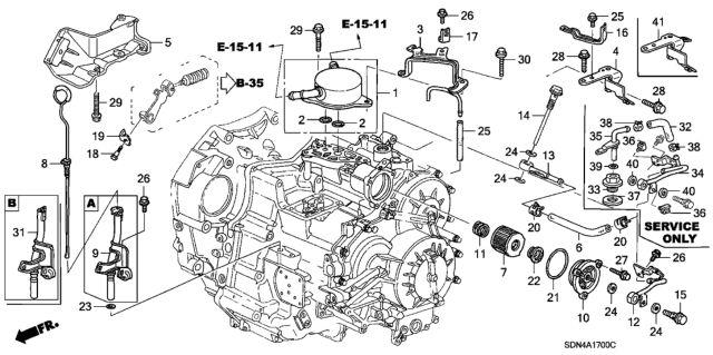 2003 Honda Accord AT Oil Level Gauge (V6) Diagram