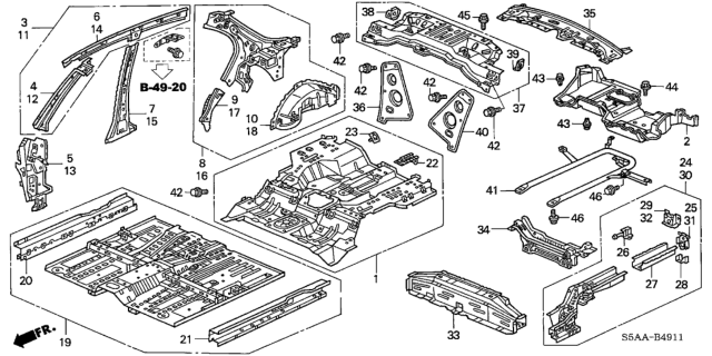 2004 Honda Civic Inner Panel - Floor Panels Diagram