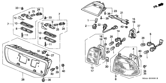 1998 Honda Civic Garnish Assembly, Rear License (Cyclone Blue Metallic) Diagram for 74890-S04-J00ZA