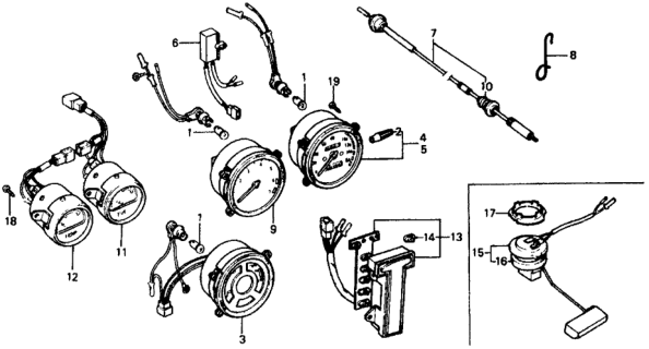 1977 Honda Civic Speedometer Assy. (Nippon Seiki) Diagram for 37200-657-674