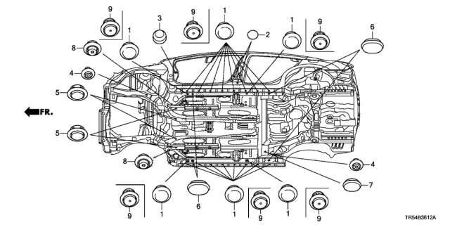 2013 Honda Civic 4 Door GX (NAVIGATION) KA 5AT Grommet (Lower) Diagram