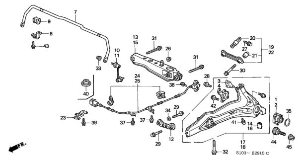 1998 Honda CR-V Rear Lower Arm Diagram