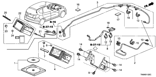 2012 Honda Fit Antenna Assembly, Gps Diagram for 39835-TK6-A01