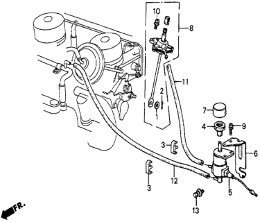 1985 Honda Prelude 2 Door DX KL 5MT A/C Valve - Tubing Diagram