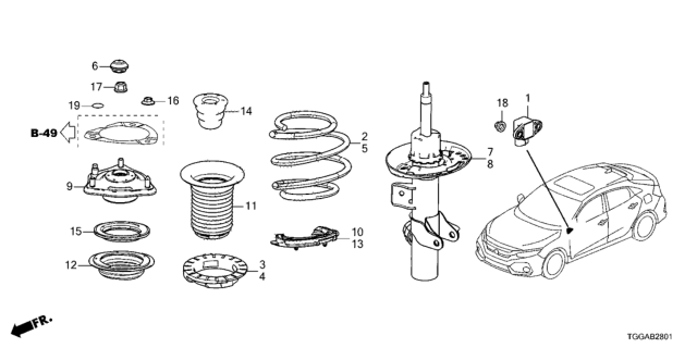 2021 Honda Civic SPRING, R- FR Diagram for 51401-TGH-A11