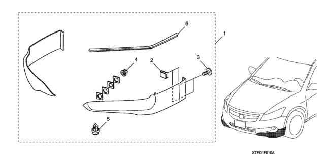2012 Honda Accord 2 Door EX KA 5MT Front Underbody Spoiler Diagram