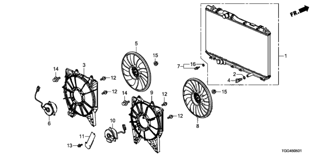 2020 Honda Civic Fan, Cooling Diagram for 19020-RPY-G01