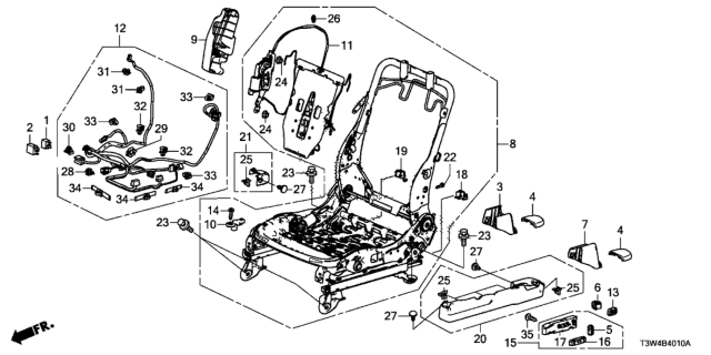 2017 Honda Accord Hybrid Frame L, FR. Seat Diagram for 81526-T3W-L51