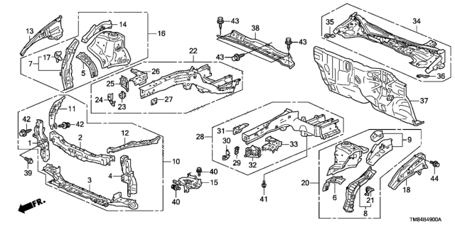 2012 Honda Insight Frame, L. FR. Side Diagram for 60910-TM8-A00ZZ