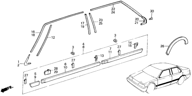 1984 Honda Civic 4 Door GL KA 5MT Side Protector Diagram