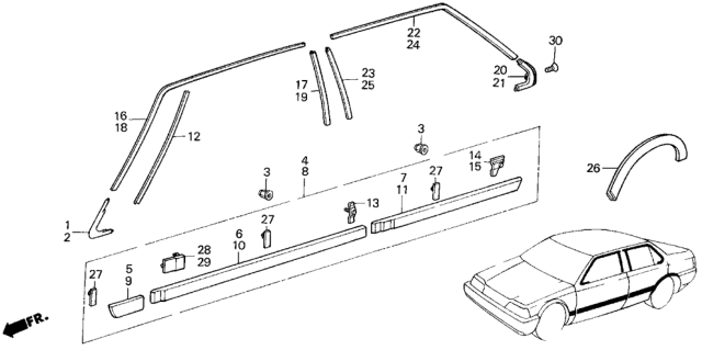 1985 Honda Civic Protector, L. FR. Door *NH78* (BUMPER GRAY) Diagram for 75817-SB4-672ZA