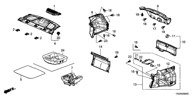 2014 Honda Civic 4 Door MX KL CVT Rear Tray - Trunk Lining Diagram