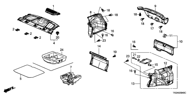 2013 Honda Civic Rear Tray - Trunk Lining Diagram